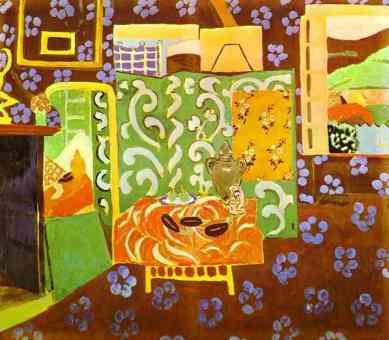 matisse45Henri Matisse. Interior in Aubergines. 1911-12. Gouache on canvas. Musée de Peinture et de Sculpture, Grenoble, France.
