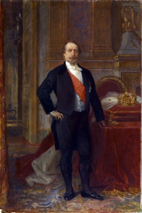 Cabanel : portrait de napoléon III. Louis Napoléon "le petit"...Synthèse révée de tous les courants dominants, bonapartistes, restaurationistes, bourgeois...autour de la figure phallocratique qui perdure chez certains de  nos présidents , même décor, même lumière, costumes sombres....
