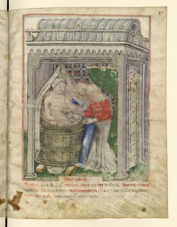le merveilleux Tacuinum sanitatis de Ibn Al Butlan..Traité de vie, d'horticulture et de médication...Ici, le bain!!