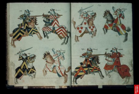 Traité anglais d'héraldique et de chevalerie...il y a des pages et des pages...registre infini des combinaisons de motifs...