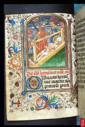 15ème, Livre d'heure du rite de Sarum ( rite anglais avant le schisme anglican). Le style est très proche du style continental dominant.