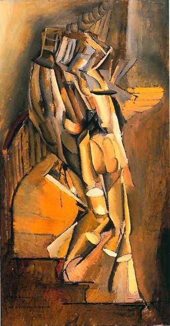 la première version du Nu descendant l'escalier, moins radicale dans la mise en place de l'espace frontal, contient déjà les marques de séquences.