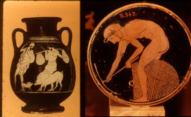 utilisation remarquable du support courbe, renforçant le mouvement et le geste ; pas d'espace utre que le support et ses qualités propres ; dialogue avec ce qui est donné.