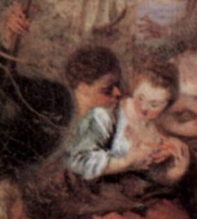 Watteau, de nouveau, un double dans "les bergers" de la scène des "plaisirs partagés"..