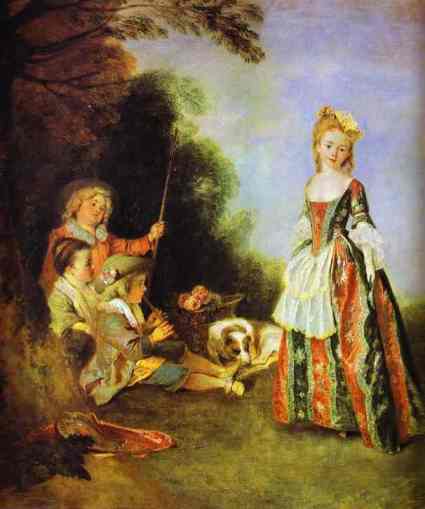 Pour Watteau, les jeux des enfants sont sincères. Leurs postures et leurs vêtements sont naturels...